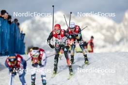 04.02.2024, Seefeld, Austria (AUT): Julian Schmid (GER), Akito Watabe (JPN), (l-r)  - FIS world cup nordic combined men, individual gundersen HS109/12.5km, Seefeld (AUT). www.nordicfocus.com. © Modica/NordicFocus. Every downloaded picture is fee-liable.