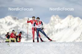 04.02.2024, Seefeld, Austria (AUT): Benjamin Loomis (USA), Marco Heinis (FRA), (l-r)  - FIS world cup nordic combined men, individual gundersen HS109/12.5km, Seefeld (AUT). www.nordicfocus.com. © Modica/NordicFocus. Every downloaded picture is fee-liable.