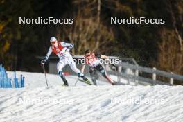 04.02.2024, Seefeld, Austria (AUT): Jens Luraas Oftebro (NOR), Johannes Rydzek (GER), (l-r)  - FIS world cup nordic combined men, individual gundersen HS109/12.5km, Seefeld (AUT). www.nordicfocus.com. © Modica/NordicFocus. Every downloaded picture is fee-liable.