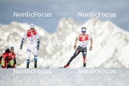 04.02.2024, Seefeld, Austria (AUT): Joergen Graabak (NOR), Manuel Faisst (GERR), (l-r)  - FIS world cup nordic combined men, individual gundersen HS109/12.5km, Seefeld (AUT). www.nordicfocus.com. © Modica/NordicFocus. Every downloaded picture is fee-liable.