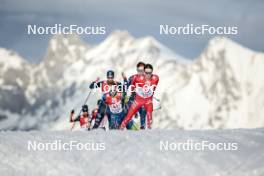 04.02.2024, Seefeld, Austria (AUT): Vid Vrhovnik (SLO), Mael Tyrode (FRA), Stephen Schumann (USA), (l-r)  - FIS world cup nordic combined men, individual gundersen HS109/12.5km, Seefeld (AUT). www.nordicfocus.com. © Modica/NordicFocus. Every downloaded picture is fee-liable.
