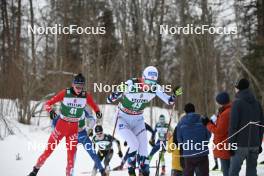 11.02.2024, Otepaeae, Estonia (EST): Stephen  Schumann (USA), Aleksander  Skoglund (NOR), (l-r)  - FIS world cup nordic combined men, individual gundersen HS97/10km, Otepaeae (EST). www.nordicfocus.com. © Authamayou/NordicFocus. Every downloaded picture is fee-liable.