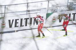02.03.2024, Lahti, Finland (FIN): Johannes Lamparter (AUT), Lukas Greiderer (AUT), (l-r)  - FIS world cup nordic combined men, team sprint HS130/2x7.5km, Lahti (FIN). www.nordicfocus.com. © Thibaut/NordicFocus. Every downloaded picture is fee-liable.