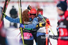 16.03.2024, Trondheim, Norway (NOR): Nathalie Armbruster (GER), Johannes Rydzek (GER), Jenny Nowak (GER), (l-r)  - FIS world cup nordic combined men, mixed team HS100/4x5km, Trondheim (NOR). www.nordicfocus.com. © Thibaut/NordicFocus. Every downloaded picture is fee-liable.