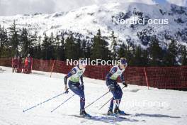 23.03.2024, Meribel, France (FRA): Lena Brocard (FRA), Tom Rochat (FRA), (l-r)  - French Championships nordic combined, Meribel (FRA). www.nordicfocus.com. © Thibaut/NordicFocus. Every downloaded picture is fee-liable.