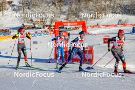 13.01.2024, Oberstdorf, Germany (GER): Jenny Nowak (GER), Minja Korhonen (FIN), Lena Brocard (FRA), Nathalie Armbruster (GER), (l-r)  - FIS world cup nordic combined women, individual gundersen HS106/5km, Oberstdorf (GER). www.nordicfocus.com. © Volk/NordicFocus. Every downloaded picture is fee-liable.
