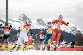 02.02.2024, Seefeld, Austria (AUT): Anju Nakamura (JPN), Marte Leinan Lund (NOR), Hanna Midtsundstad (NOR), Annika Malacinski (USA), Silva Verbic (SLO), (l-r)  - FIS world cup nordic combined women, individual gundersen HS109/5km, Seefeld (AUT). www.nordicfocus.com. © Modica/NordicFocus. Every downloaded picture is fee-liable.