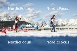 03.02.2024, Seefeld, Austria (AUT): Jenny Nowak (GER), Lena Brocard (FRA), (l-r)  - FIS world cup nordic combined women, individual gundersen HS109/5km, Seefeld (AUT). www.nordicfocus.com. © Modica/NordicFocus. Every downloaded picture is fee-liable.