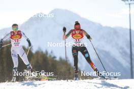 03.02.2024, Seefeld, Austria (AUT): Marte Leinan Lund (NOR), Maria Gerboth (GER), (l-r)  - FIS world cup nordic combined women, individual gundersen HS109/5km, Seefeld (AUT). www.nordicfocus.com. © Modica/NordicFocus. Every downloaded picture is fee-liable.