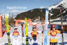 03.02.2024, Seefeld, Austria (AUT): Gyda Westvold Hansen (NOR), Ida Marie Hagen (NOR), Nathalie Armbruster (GER), (l-r) - FIS world cup nordic combined women, individual gundersen HS109/5km, Seefeld (AUT). www.nordicfocus.com. © Modica/NordicFocus. Every downloaded picture is fee-liable.