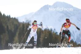 03.02.2024, Seefeld, Austria (AUT): Marte Leinan Lund (NOR), Maria Gerboth (GER), (l-r)  - FIS world cup nordic combined women, individual gundersen HS109/5km, Seefeld (AUT). www.nordicfocus.com. © Modica/NordicFocus. Every downloaded picture is fee-liable.