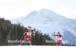 03.02.2024, Seefeld, Austria (AUT): Lisa Hirner (AUT), Annalena Slamik (AUT), (l-r)  - FIS world cup nordic combined women, individual gundersen HS109/5km, Seefeld (AUT). www.nordicfocus.com. © Modica/NordicFocus. Every downloaded picture is fee-liable.