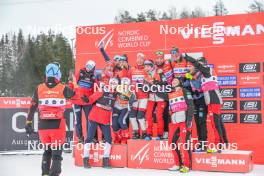 11.02.2024, Otepaeae, Estonia (EST): Gyda  Westvold Hansen (NOR), Nathalie  Armbruster (GER), Veronica  Gianmoena (ITA), Daniela  Dejori (ITA), Annika  Malacinski (USA), Haruka  Kasai (JPN), Jenny  Nowak (GER), Svenja  Wuerth (GER), Ida Marie  Hagen (NOR), (l-r)  - FIS world cup nordic combined women, individual gundersen HS97/5km, Otepaeae (EST). www.nordicfocus.com. © Authamayou/NordicFocus. Every downloaded picture is fee-liable.