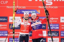 17.03.2024, Trondheim, Norway (NOR): Ida Marie Hagen (NOR), Gyda Westvold Hansen (NOR), (l-r) - FIS world cup nordic combined women, cups, Trondheim (NOR). www.nordicfocus.com. © Thibaut/NordicFocus. Every downloaded picture is fee-liable.