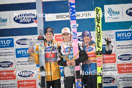 06.01.2024, Bischofshofen, Austria (AUT): Andreas Wellinger (GER), Ryoyu Kobayashi (JPN), Stefan Kraft (AUT), (l-r) - FIS world cup ski jumping men, four hills tournament, individual HS142, Bischofshofen (AUT). www.nordicfocus.com. © Reichert/NordicFocus. Every downloaded picture is fee-liable.