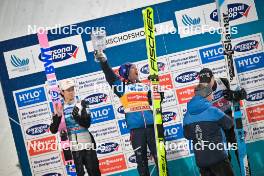 06.01.2024, Bischofshofen, Austria (AUT): Ryoyu Kobayashi (JPN), Stefan Kraft (AUT), Anze Lanisek (SLO), (l-r) - FIS world cup ski jumping men, four hills tournament, individual HS142, Bischofshofen (AUT). www.nordicfocus.com. © Reichert/NordicFocus. Every downloaded picture is fee-liable.