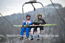 14.01.2024, Wisla, Poland (POL): Yevhen Marusiak (UKR), Stephan Embacher (AUT), (l-r) - FIS world cup ski jumping men, individual HS140, Wisla (POL). www.nordicfocus.com. © Reichert/NordicFocus. Every downloaded picture is fee-liable.