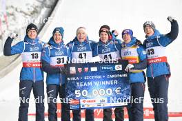 21.01.2024, Zakopane, Poland (POL): Stephan Embacher (AUT), Clemens Aigner (AUT), Jan Hoerl (AUT), Manuel Fettner (AUT), Stefan Kraft (AUT), Michael Hayboeck (AUT), (l-r) - FIS world cup ski jumping men, individual HS140, Zakopane (POL). www.nordicfocus.com. © Reichert/NordicFocus. Every downloaded picture is fee-liable.
