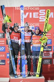 24.02.2024, Oberstdorf, Germany (GER): Peter Prevc (SLO), Timi Zajc (SLO), Stefan Kraft (AUT), (l-r) - FIS world cup ski jumping men, individual HS235, Oberstdorf (GER). www.nordicfocus.com. © Reichert/NordicFocus. Every downloaded picture is fee-liable