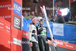 23.02.2024, Oberstdorf, Germany (GER): Kristoffer Eriksen Sundal (NOR), Johann Andre Forfang (NOR), (l-r)  - FIS world cup ski jumping men, super team HS235, Oberstdorf (GER). www.nordicfocus.com. © Reichert/NordicFocus. Every downloaded picture is fee-liable