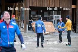 22.02.2024, Oberstdorf, Germany (GER): Stephan Leyhe (GER), Philipp Raimund (GER), Felix Hoffmann (GER), Andreas Wellinger (GER), (l-r) - FIS world cup ski jumping men, training, Oberstdorf (GER). www.nordicfocus.com. © Reichert/NordicFocus. Every downloaded picture is fee-liable