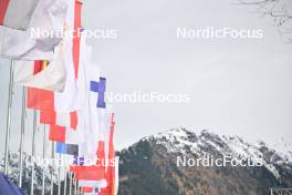 22.02.2024, Oberstdorf, Germany (GER): feature: flags, windy, mountain - FIS world cup ski jumping men, training, Oberstdorf (GER). www.nordicfocus.com. © Reichert/NordicFocus. Every downloaded picture is fee-liable