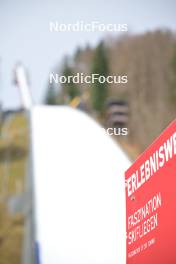 22.02.2024, Oberstdorf, Germany (GER): feature: Heini-Klopfer-Skiflug-Schanze, jumping hill, sign - FIS world cup ski jumping men, training, Oberstdorf (GER). www.nordicfocus.com. © Reichert/NordicFocus. Every downloaded picture is fee-liable