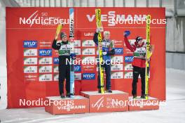 03.03.2024, Lahti, Finland (FIN): Peter Prevc (SLO), Jan Hoerl (AUT), Aleksander Zniszczol (POL), (l-r)  - FIS world cup ski jumping men, individual HS130, Lahti (FIN). www.nordicfocus.com. © Thibaut/NordicFocus. Every downloaded picture is fee-liable.