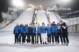 03.03.2024, Lahti, Finland (FIN): Jan Hoerl (AUT), Manuel Fettner (AUT), Stefan Kraft (AUT), (l-r)  - FIS world cup ski jumping men, individual HS130, Lahti (FIN). www.nordicfocus.com. © Thibaut/NordicFocus. Every downloaded picture is fee-liable.