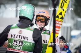03.03.2024, Lahti, Finland (FIN): Peter Prevc (SLO), Jan Hoerl (AUT), (l-r)  - FIS world cup ski jumping men, individual HS130, Lahti (FIN). www.nordicfocus.com. © Thibaut/NordicFocus. Every downloaded picture is fee-liable.