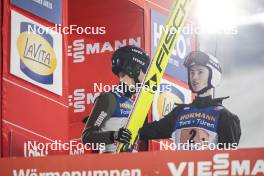 02.03.2024, Lahti, Finland (FIN): Andrew Urlaub (USA), Erik Belshaw (USA), (l-r)  - FIS world cup ski jumping men, team HS130, Lahti (FIN). www.nordicfocus.com. © Thibaut/NordicFocus. Every downloaded picture is fee-liable.