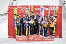 02.03.2024, Lahti, Finland (FIN): Daniel Tschofenig (AUT), Stephan Embacher (AUT), Jan Hoerl (AUT), Stefan Kraft (AUT), Johann Andre Forfang (NOR), Halvor Egner Granerud (NOR), Kristoffer Eriksen Sundal (NOR), Marius Lindvik (NOR), Pius Paschke (GER), Stephan Leyhe (GER), Philipp Raimund (GER), Andreas Wellinger (GER), (l-r) - FIS world cup ski jumping men, team HS130, Lahti (FIN). www.nordicfocus.com. © Thibaut/NordicFocus. Every downloaded picture is fee-liable.