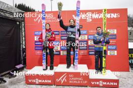 10.03.2024, Oslo, Norway (NOR): Ryoyu Kobayashi (JPN), Johann Andre Forfang (NOR), Stefan Kraft (AUT), (l-r) - FIS world cup ski jumping men, individual HS134, Oslo (NOR). www.nordicfocus.com. © Thibaut/NordicFocus. Every downloaded picture is fee-liable.