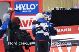 13.03.2024, Trondheim, Norway (NOR): Michael Hayboeck (AUT), Daniel Tschofenig (AUT), (l-r)  - FIS world cup ski jumping men, individual HS140, Trondheim (NOR). www.nordicfocus.com. © Thibaut/NordicFocus. Every downloaded picture is fee-liable.