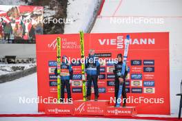 17.03.2024, Vikersund, Norway (NOR): Stefan Kraft (AUT), Daniel Huber (AUT), Timi Zajc (SLO), (l-r) - FIS world cup ski flying men, individual HS240, Vikersund (NOR). www.nordicfocus.com. © Authamayou/NordicFocus. Every downloaded picture is fee-liable.