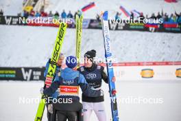 17.03.2024, Vikersund, Norway (NOR): Daniel Huber (AUT), Stefan Kraft (AUT), Timi Zajc (SLO), (l-r) - FIS world cup ski flying men, individual HS240, Vikersund (NOR). www.nordicfocus.com. © Authamayou/NordicFocus. Every downloaded picture is fee-liable.