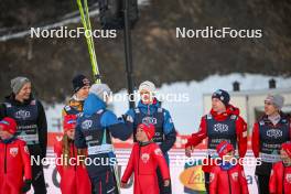 17.03.2024, Vikersund, Norway (NOR): Daniel Huber (AUT), Michael Hayboeck (AUT), Aleksander Zniszczol (POL), (l-r) - FIS world cup ski flying men, individual HS240, Vikersund (NOR). www.nordicfocus.com. © Authamayou/NordicFocus. Every downloaded picture is fee-liable.