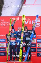 17.03.2024, Vikersund, Norway (NOR): Stefan Kraft (AUT), Daniel Huber (AUT), Timi Zajc (SLO), (l-r) - FIS world cup ski flying men, individual HS240, Vikersund (NOR). www.nordicfocus.com. © Authamayou/NordicFocus. Every downloaded picture is fee-liable.