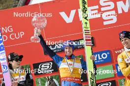 22.03.2024, Planica, Slovenia (SLO): Ryoyu Kobayashi (JPN), Stefan Kraft (AUT), Andreas Wellinger (GER), (l-r) - FIS world cup ski flying men, cups, Planica (SLO). www.nordicfocus.com. © Reichert/NordicFocus. Every downloaded picture is fee-liable.