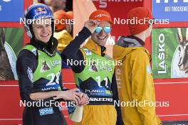 24.03.2024, Planica, Slovenia (SLO): Andreas Wellinger (GER), Stephan Leyhe (GER), (l-r) - FIS world cup ski flying men, individual HS240, Planica (SLO). www.nordicfocus.com. © Reichert/NordicFocus. Every downloaded picture is fee-liable.