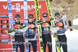 23.03.2024, Planica, Slovenia (SLO): Johann Andre Forfang (NOR), Marius Lindvik (NOR), Benjamin Oestvold (NOR), Robert Johansson (NOR), (l-r) - FIS world cup ski flying men, team HS240, Planica (SLO). www.nordicfocus.com. © Reichert/NordicFocus. Every downloaded picture is fee-liable.