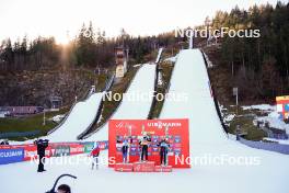 03.01.2024, Villach, Austria (AUT): Eva Pinkelnig (AUT), Nika Prevc (SLO), Abigail Strate (CAN), (l-r) - FIS world cup ski jumping women, individual HS98, Villach (AUT). www.nordicfocus.com. © Barbieri/NordicFocus. Every downloaded picture is fee-liable.
