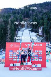 27.01.2024, Ljubno, Slovenia (SLO): Nika Prevc (SLO), Eva Pinkelnig (AUT), Alexandria Loutitt (CAN), (l-r), (l-r) - FIS world cup ski jumping women, individual HS94, Ljubno (SLO). www.nordicfocus.com. © Barbieri/NordicFocus. Every downloaded picture is fee-liable.