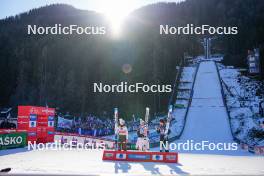 27.01.2024, Ljubno, Slovenia (SLO): Nika Prevc (SLO), Eva Pinkelnig (AUT), Alexandria Loutitt (CAN), (l-r), (l-r) - FIS world cup ski jumping women, individual HS94, Ljubno (SLO). www.nordicfocus.com. © Barbieri/NordicFocus. Every downloaded picture is fee-liable.