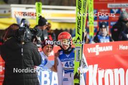 24.02.2024, Hinzenbach, Austria (AUT): Luisa Goerlich (GER), Selina Freitag (GER), (l-r)  - FIS world cup ski jumping women, individual HS90, Hinzenbach (AUT). www.nordicfocus.com. © Volk/NordicFocus. Every downloaded picture is fee-liable