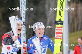 24.02.2024, Hinzenbach, Austria (AUT): Eva Pinkelnig (AUT), Jacqueline Seifriedsberger (AUT), (l-r)  - FIS world cup ski jumping women, individual HS90, Hinzenbach (AUT). www.nordicfocus.com. © Volk/NordicFocus. Every downloaded picture is fee-liable