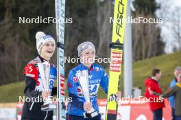 24.02.2024, Hinzenbach, Austria (AUT): Eva Pinkelnig (AUT), Jacqueline Seifriedsberger (AUT), (l-r)  - FIS world cup ski jumping women, individual HS90, Hinzenbach (AUT). www.nordicfocus.com. © Volk/NordicFocus. Every downloaded picture is fee-liable