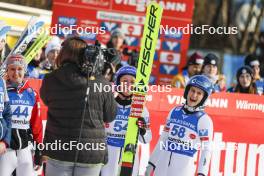 24.02.2024, Hinzenbach, Austria (AUT): Julia Muehlbacher (AUT), Jacqueline Seifriedsberger (AUT), Eva Pinkelnig (AUT), (l-r)  - FIS world cup ski jumping women, individual HS90, Hinzenbach (AUT). www.nordicfocus.com. © Volk/NordicFocus. Every downloaded picture is fee-liable