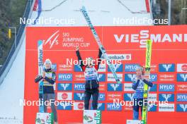 25.02.2024, Hinzenbach, Austria (AUT): Nika Prevc (SLO), Eva Pinkelnig (AUT), Jacqueline Seifriedsberger (AUT), (l-r)  - FIS world cup ski jumping women, individual HS90, Hinzenbach (AUT). www.nordicfocus.com. © Volk/NordicFocus. Every downloaded picture is fee-liable
