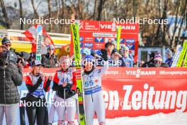 25.02.2024, Hinzenbach, Austria (AUT): Chiara Kreuzer (AUT), Julia Muehlbacher (AUT), Jacqueline Seifriedsberger (AUT), (l-r)  - FIS world cup ski jumping women, individual HS90, Hinzenbach (AUT). www.nordicfocus.com. © Volk/NordicFocus. Every downloaded picture is fee-liable